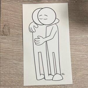 Black and White Hugging Sticker by Street Artist Kai
